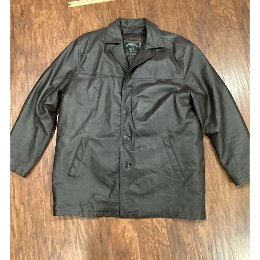 MEN'S BEVERLY HILLS LEATHER Club USA Leather Coat Size XL